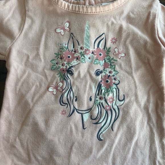 Little Lass Pink Unicorn Top and Black Leggings Set - Picture 2 of 3